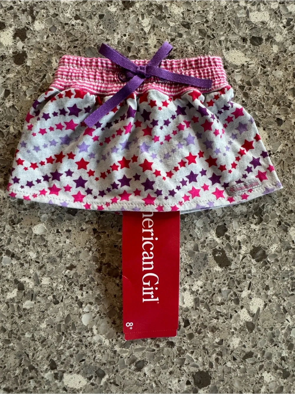 American Girl White Star Print Skirt with Pink & Purple Accents